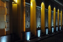Prague evening hotel lights